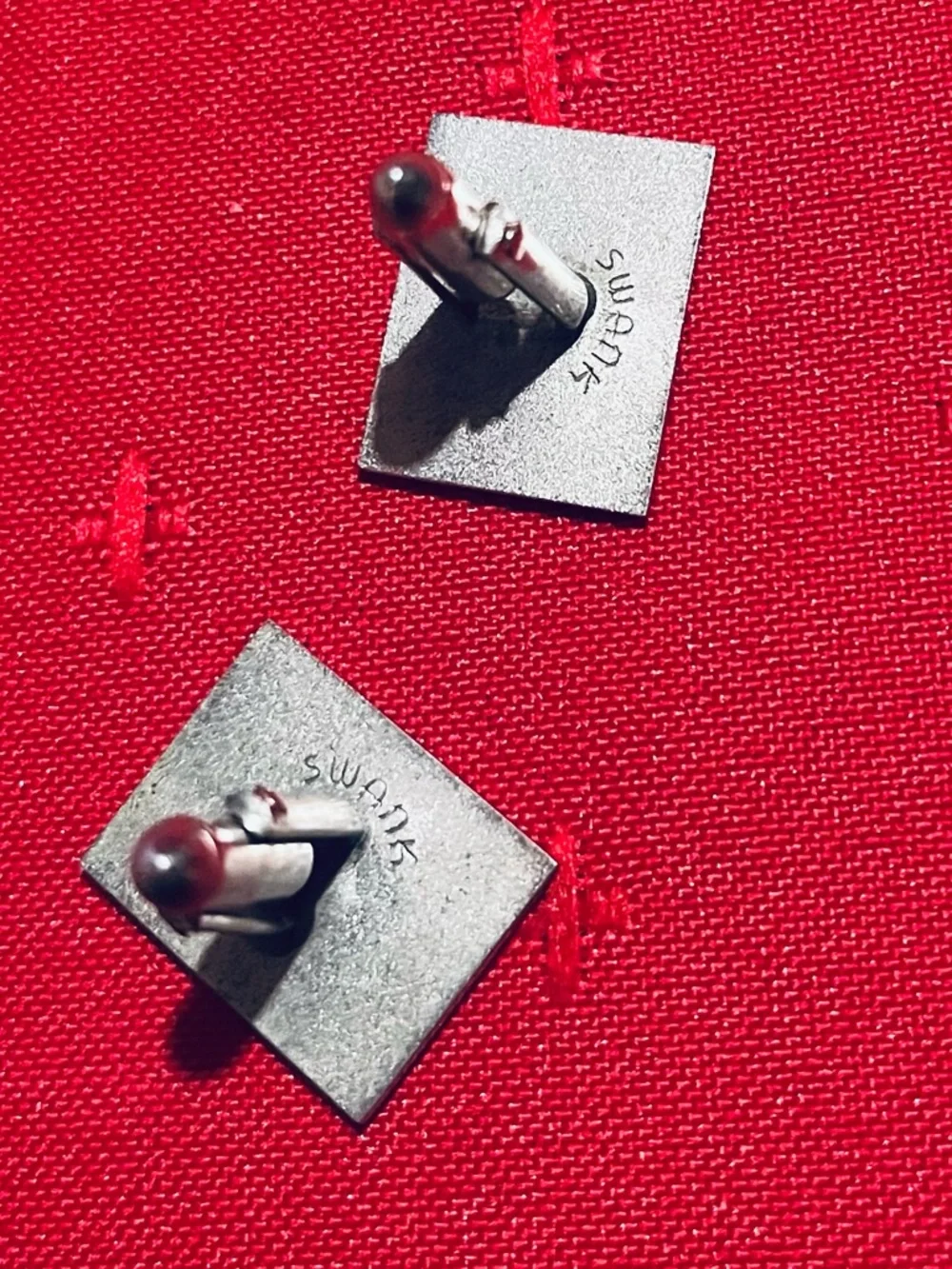 SWANK Silver-Tone Square Cufflinks with Greek Key Detail